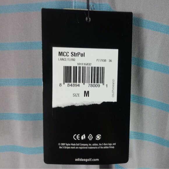 adidas Golf ClimaCool Striped Polo Shirt M NEW - Picture 7 of 7
